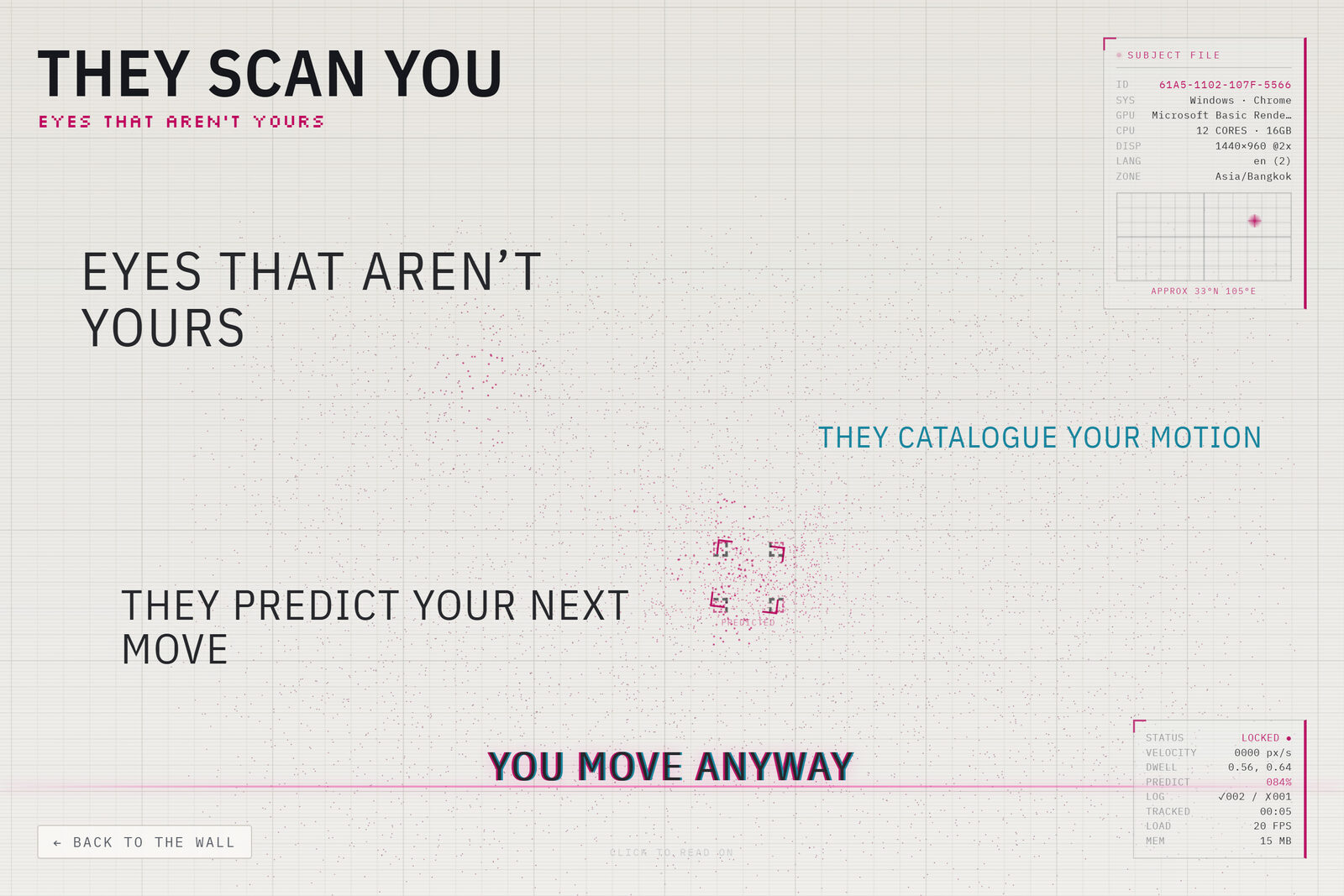 They Scan You — particle surveillance with a subject-file readout